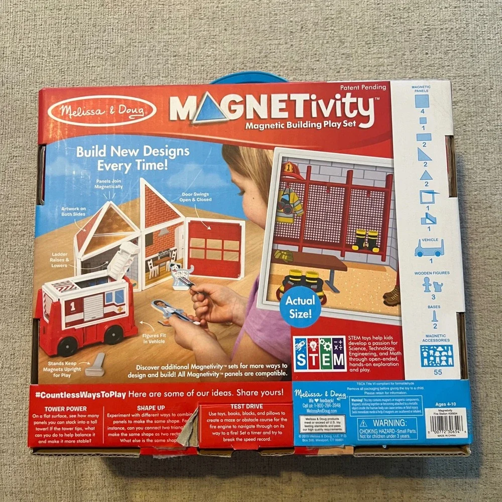 Melissa & Doug Magnetivity Fire Station Magnetic Building Set 74pc + Paw Patrol